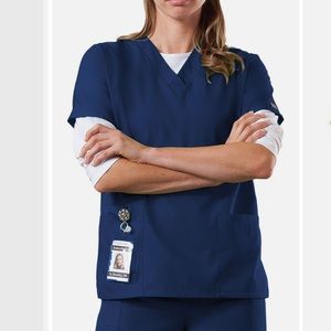 NEW Cherokee two pocket navy blue scrub top